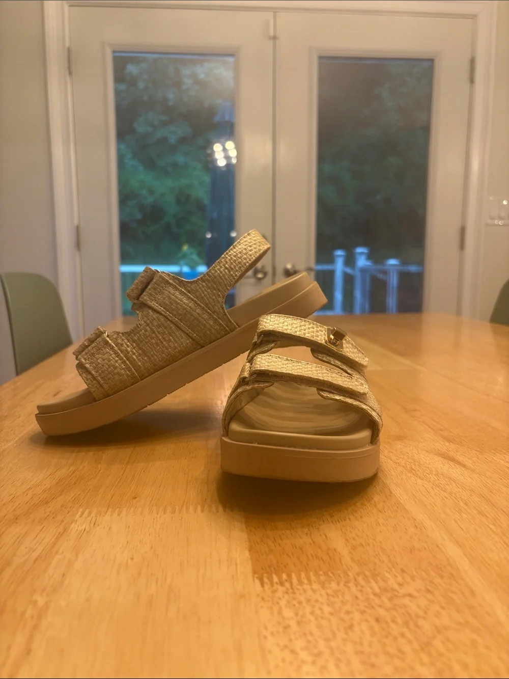 art class Metallic Gold Double-Strap Kids Slide Sandals